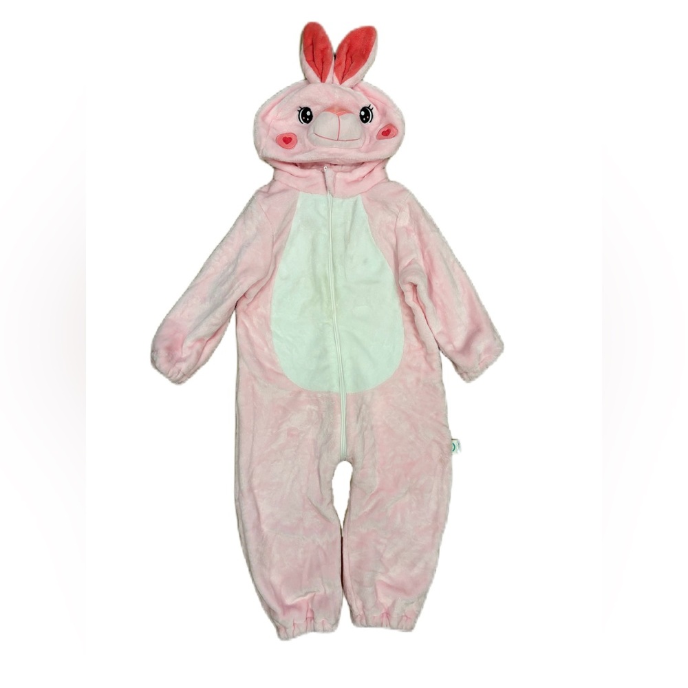 Flannel Hooded Pink Bunny Costume - Size 4T